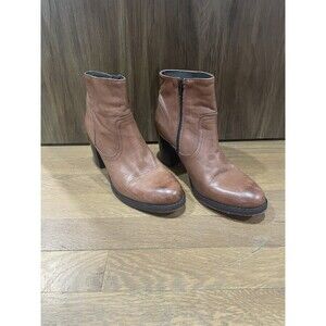Otisopse Womens Brown Camel Leather Ankle Booties EUR 39/‎ US 9 Made in Italy
